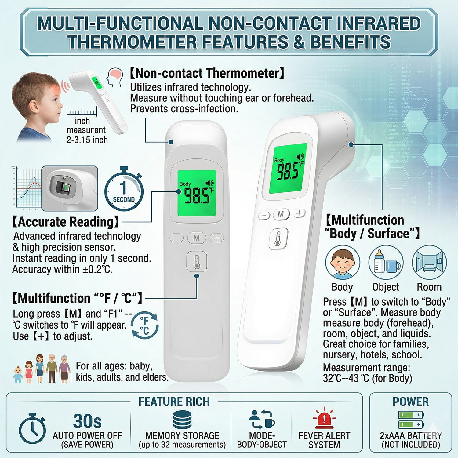 Digital Thermometer Infrared - Medical Thermometer Non Contact Infrared Digital
